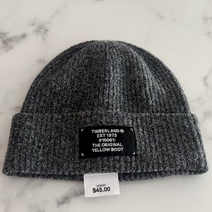 NWT Timberland Gray Beanie Logo Patch One Size